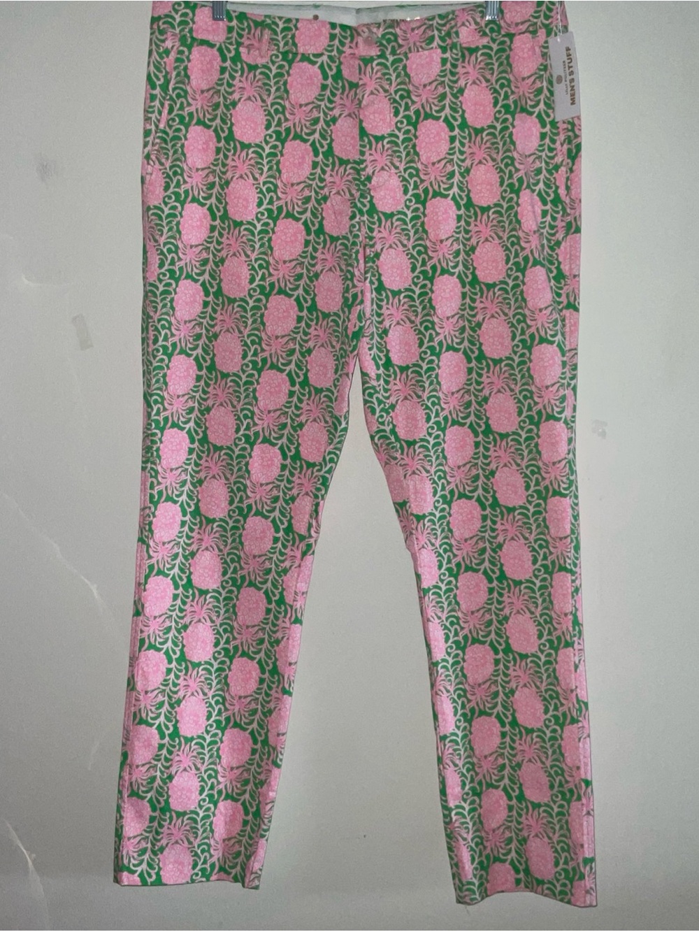 LILLY PULITZER MEN’S STUFF PINK GRREN MIZNER STRETCH PANTS PINEAPPLE 40x34 NWT